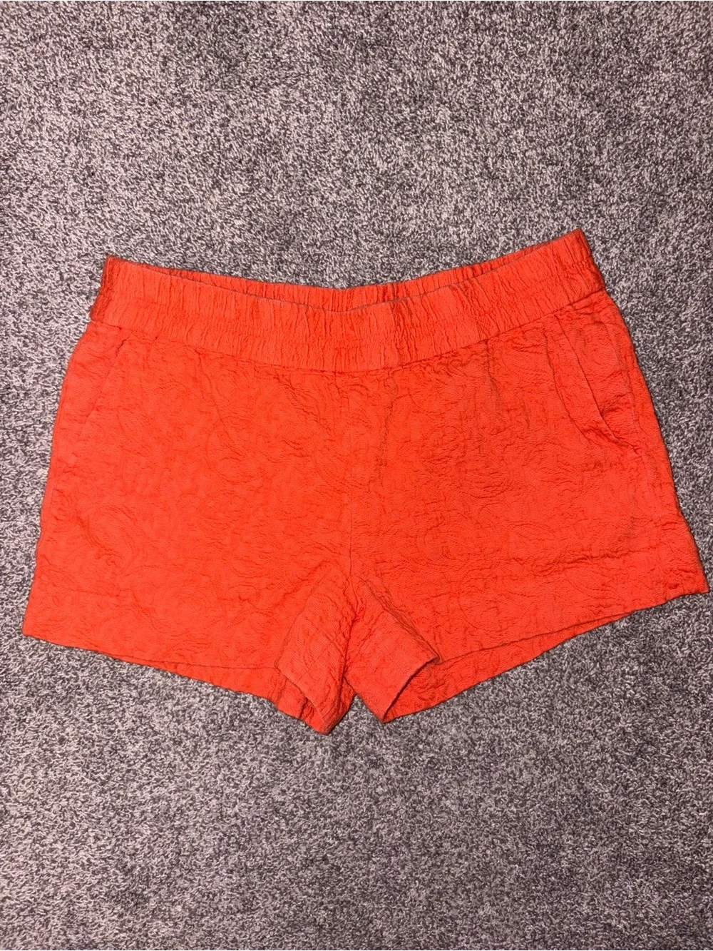 J. Crew Bright Orange Textured High-Waist Pull-On Shorts